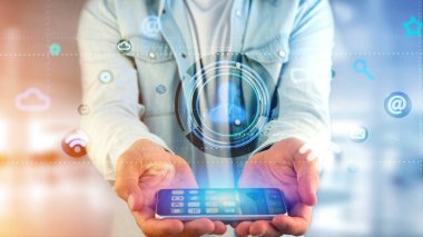 app ve sosyal simgeler tarafından kişi simgesi çevreleyen ile smartphone