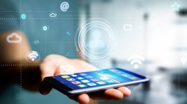 app ve sosyal simgeler tarafından kişi simgesi çevreleyen ile smartphone