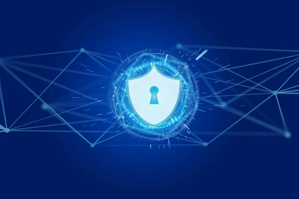 Security Protection Icon Blue Background — Stock Photo, Image