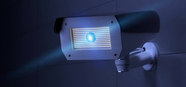 Bir güvenlik Cctv kamera sistemi - 3d işleme görünümünü