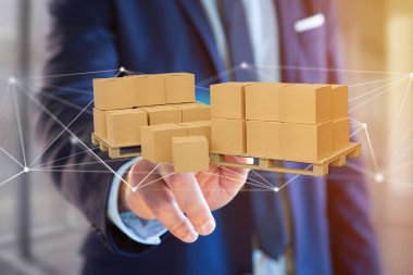 Carboxes ağ bağlantı sistemi - 3d render ile palet görünümünü