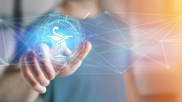 Bir eczane tıbbi simge görünümü üzerinde bir futuristik bir arayüze 