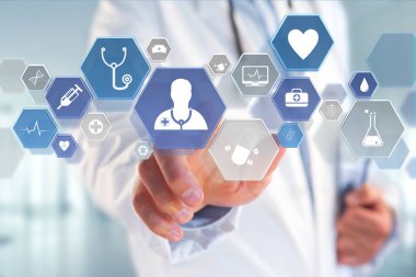 Medecine ve tıbbi bir arabirim üzerinde görüntülenen genel sağlık simge görünümü 