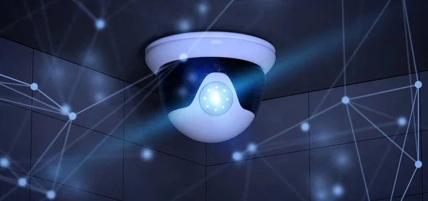 Vue Une Connexion Sur Système Caméra Sécurité Cctv Rendu — Photo