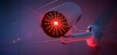 Güvenlik Cctv kamera sistemi ile kırmızı ışıklar görünümünü