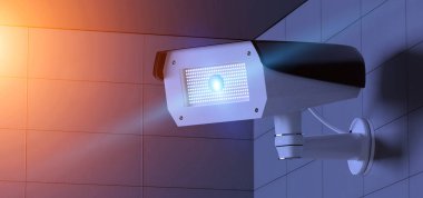 Güvenlik Cctv kamera sistemi ile mavi ışıklar görünümünü