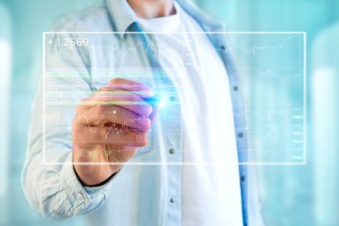 Fütüristik arabiriminde görüntülenen veri bilgileri Ticaret Borsası görünümünü