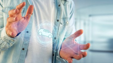 Futuristik bir arayüze araba simgesinin görünümü 