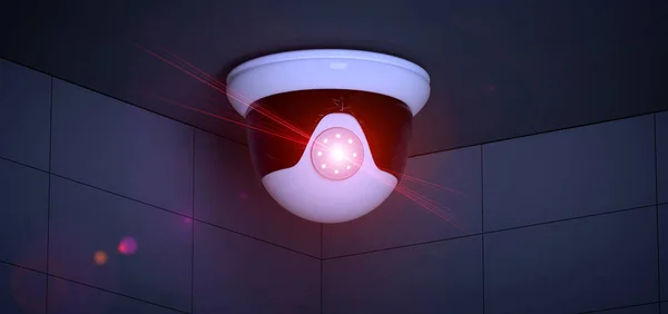 Visa Säkerhet Cctv Kamerasystem Med Röda Lampor — Stockfoto