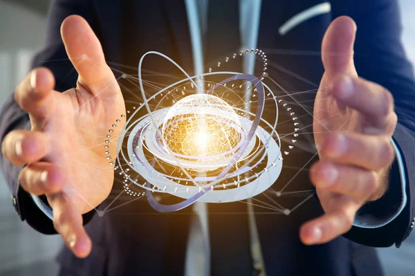 View Connected Earth Globe Concept Icon Futuristic Interface — Stock Photo, Image