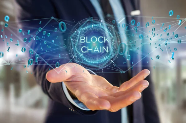 Blockchain Titel Mit Kette Aus Datenzahl — Stockfoto