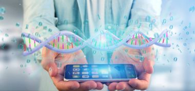 veri Dna ikili dosya ile smartphone ile erkek el ele kodlu