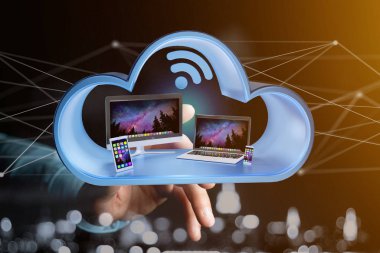 akıllı telefon, tablet ve bulut içinde görüntülenen bilgisayar