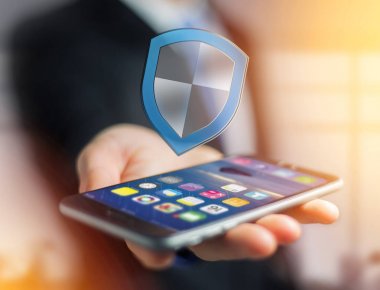 Fütüristik arabiriminde görüntülenen kalkan simgesi