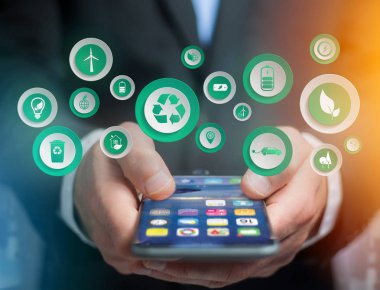 Teknoloji teknoloji arabiriminde görüntülenen simgeleri ile ekolojik arabirimi