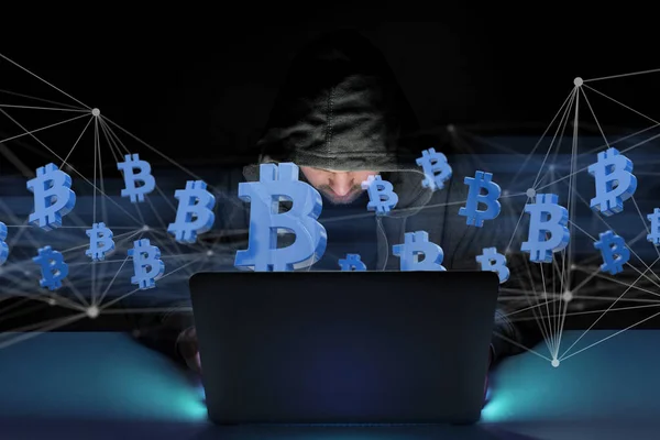 Hacker Dunkeln Hacken Mit Computer Daten Und Informationssystem — Stockfoto