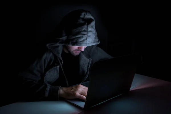 Hacker Dunkeln Hacken Mit Computer Daten Und Informationssystem — Stockfoto