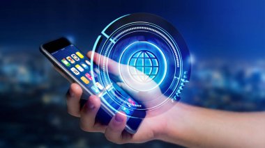 bir smartphone kullanarak iş adamı