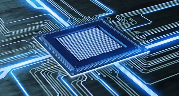 Visualizzazione di un chip processore CPU — Foto Stock