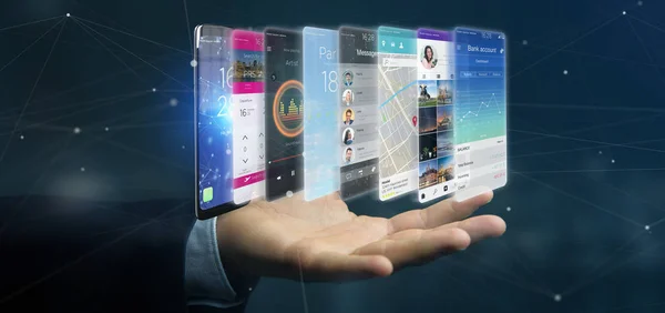 Rendering-App-Vorlage auf dem Smartphone — Stockfoto