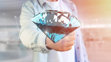 Bir elmas bağlantıları - 3d render önünde shinning görünümünü