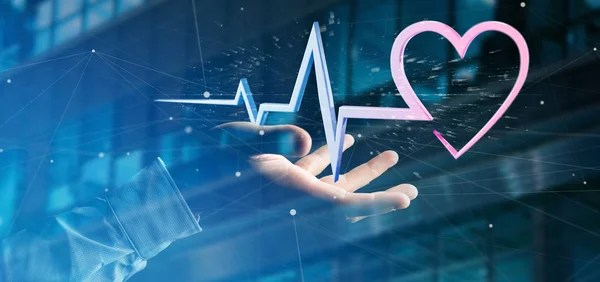 Vista Empresario Sosteniendo Una Curva Corazón Médico —  Fotos de Stock
