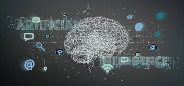 View Rendering Artificial Intelligence Concpt Brain App — Stock Photo, Image