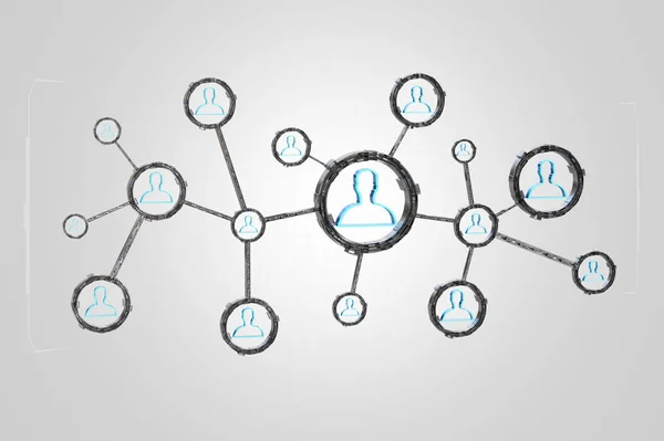 View Network Connection People Linked Each Other Technology Wheel Render — Stock Photo, Image