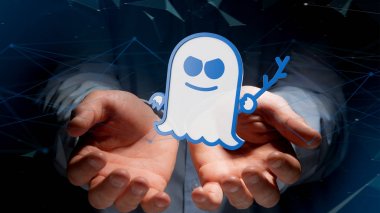 Spectre işlemci saldırı ağ bağlantısıyla tutan işadamı görünümünü