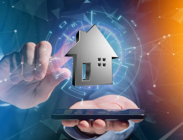 Parlak gümüş gören fütüristik arabiriminde görüntülenen manzarası