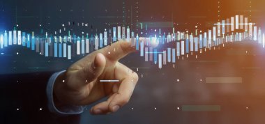 Bir iş Borsası ticaret veri bilgilerini tutan bir işadamı görünümünü