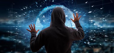 Görünümü 3d render veri dünya küre etkinleştirme bir hacker