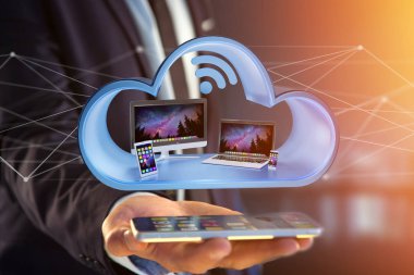 Akıllı telefon, tablet veya bir bulut-3d görüntülenen bilgisayar gibi cihazlar görünümünü işlemek