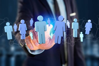 Görünüm kişi ile bir ağ bağlantısının her diğer - 3d işleme bağlı