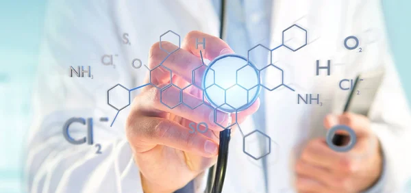 View Doctor Holding Rendering Molecule Structure Isolated Background — Stock Photo, Image