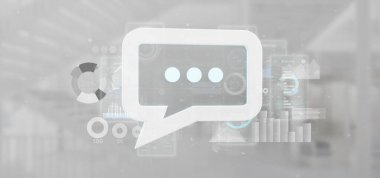 Arka planda verilerle Ileti simgesinin görünümü-3B işleme