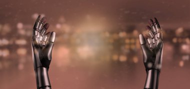 Kırmızı virüs cyborg robot el - 3d render