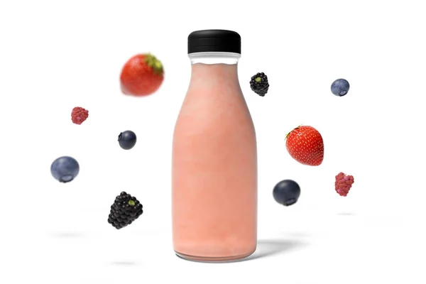 Bottiglia di succo con frutta Mockup — Foto Stock