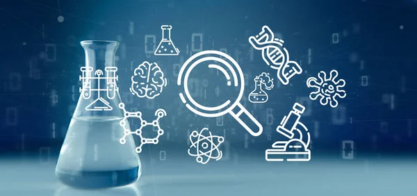 View Cloud Science Icon Ona Lab Background — Stock Photo, Image