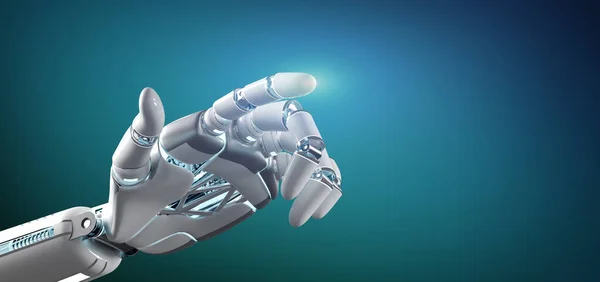 Cyborg mână robot pe un fundal uniformă de redare 3D — Fotografie, imagine de stoc