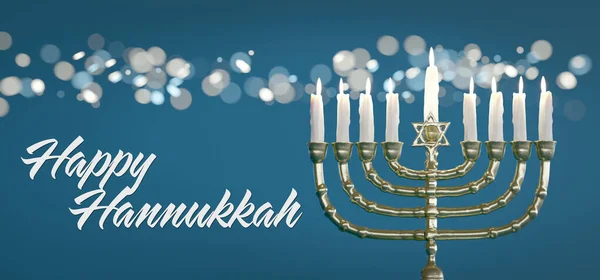 Sfondo Hannukkah con ornamento e atmosfera di luce — Foto Stock