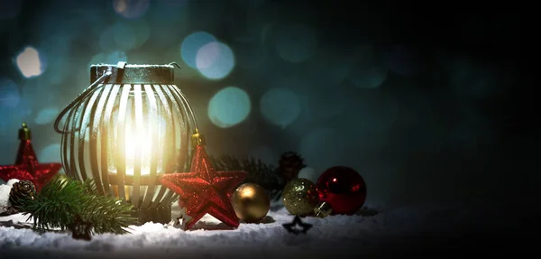 Fondo de Navidad con adorno y ambiente ligero —  Fotos de Stock
