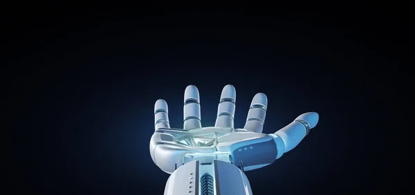 Киборг робот рука на однородном фоне 3D рендеринга — стоковое фото
