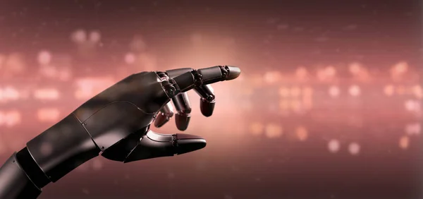 Red virus cyborg robot hand - 3d rendering