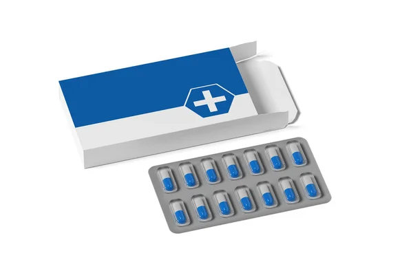 Embalaje farmacéutico Mockup - 3d renderizado —  Fotos de Stock