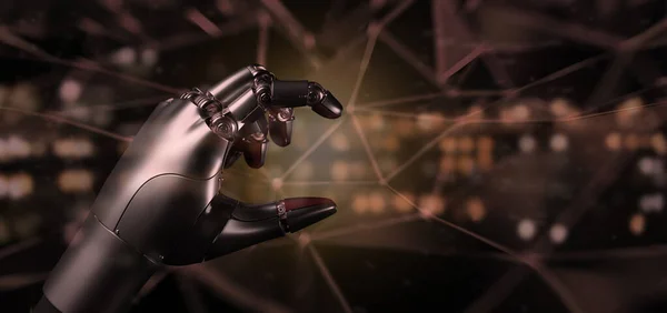Red virus cyborg robot hand - 3d rendering