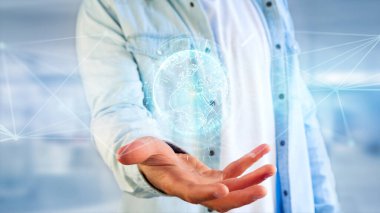 Dünya kavramı simge futuristik bir arayüze üzerinde bağlı 