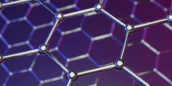 Grafén molekuláris nano technológia szerkezet a lila-rózsaszín-ba — Stock Fotó