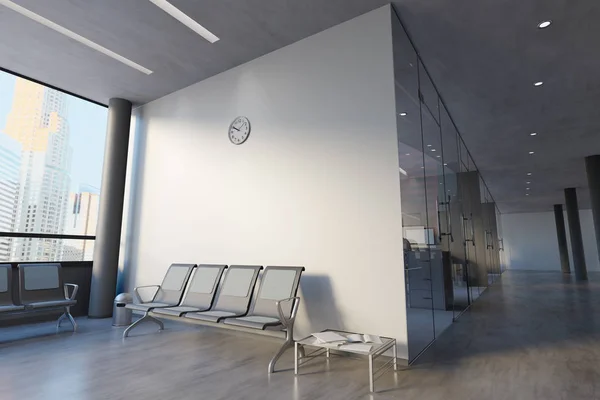 Γυάλινο γραφείο δωμάτιο τοίχο Mockup - 3d rendering — Φωτογραφία Αρχείου