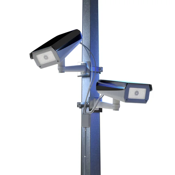 Caméra cctv de sécurité de rue isolée sur un fond - rendu 3d — Photo